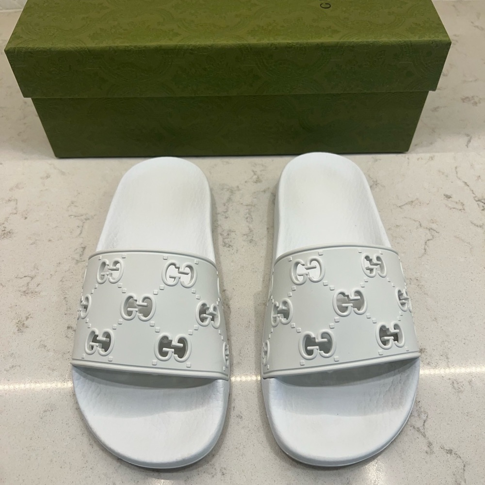 Gucci Rubber GG Slide Sandal White 36